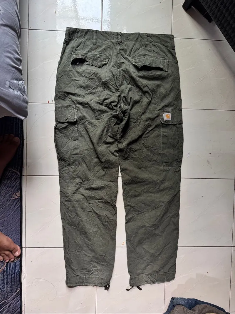 Cargo pant carhartt green military photo 1