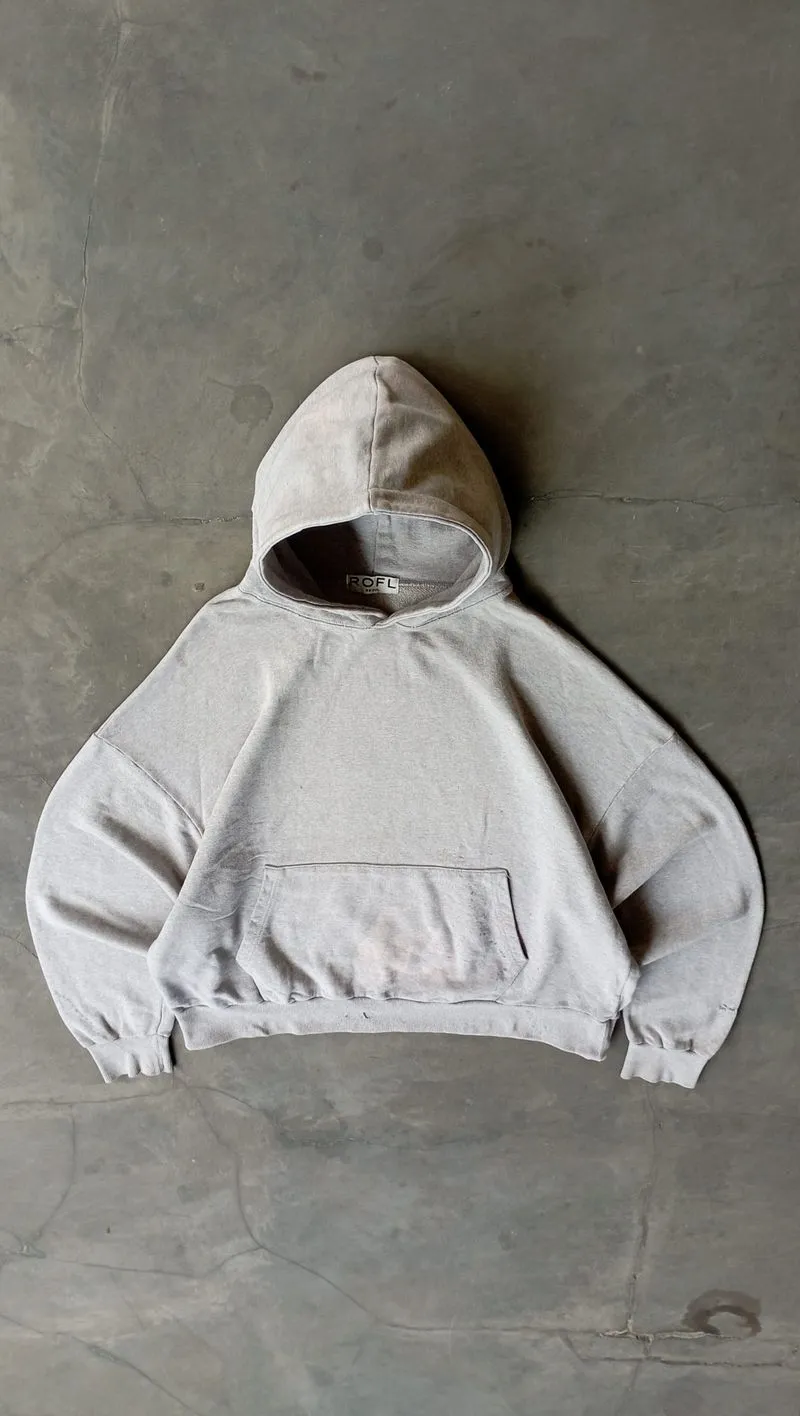 2000's Heavyweight Distressed Gray Boxy Hoodie photo 1