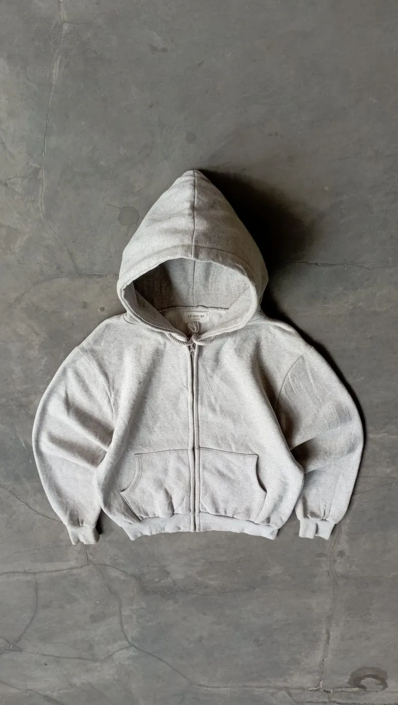 2000's Heavyweight Gray Zip Up Boxy Hoodie photo 1