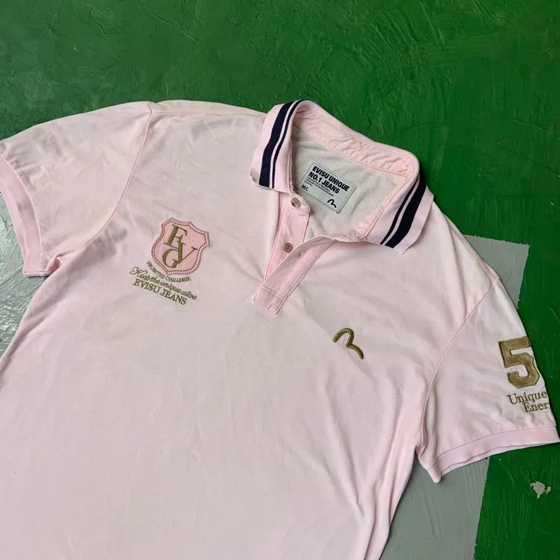 Evisu Luxury Casual Polo shirt Pria pink Preloved