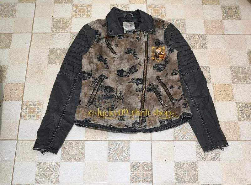 Harley-Davidson Skull Print Biker Jacket photo 1