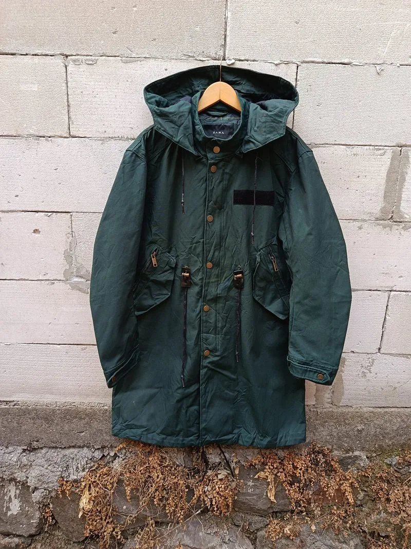 ZARA PARKA FISHTAIL CANVAS JACKET photo 1