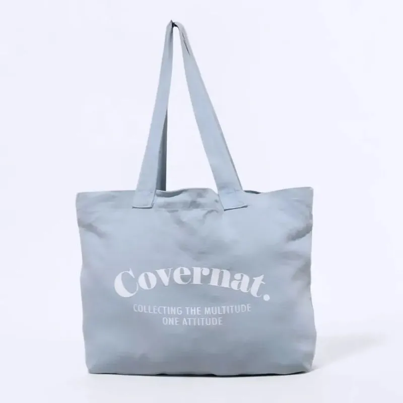 Covernat Fresh Serif Logo Canvas Blue Tote Bag Original photo 1