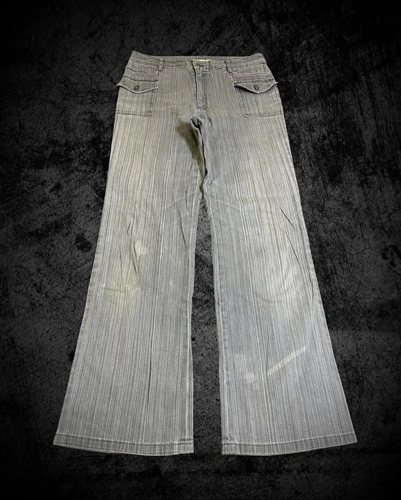 ༺Vintage Flare Jeans Grey Striped Midwaist༺ photo 1
