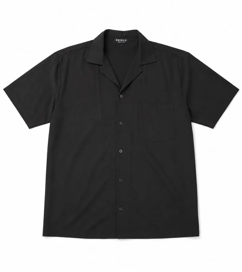 Ribsgold Kemeja Polos Hitam Cuban Collar photo 1