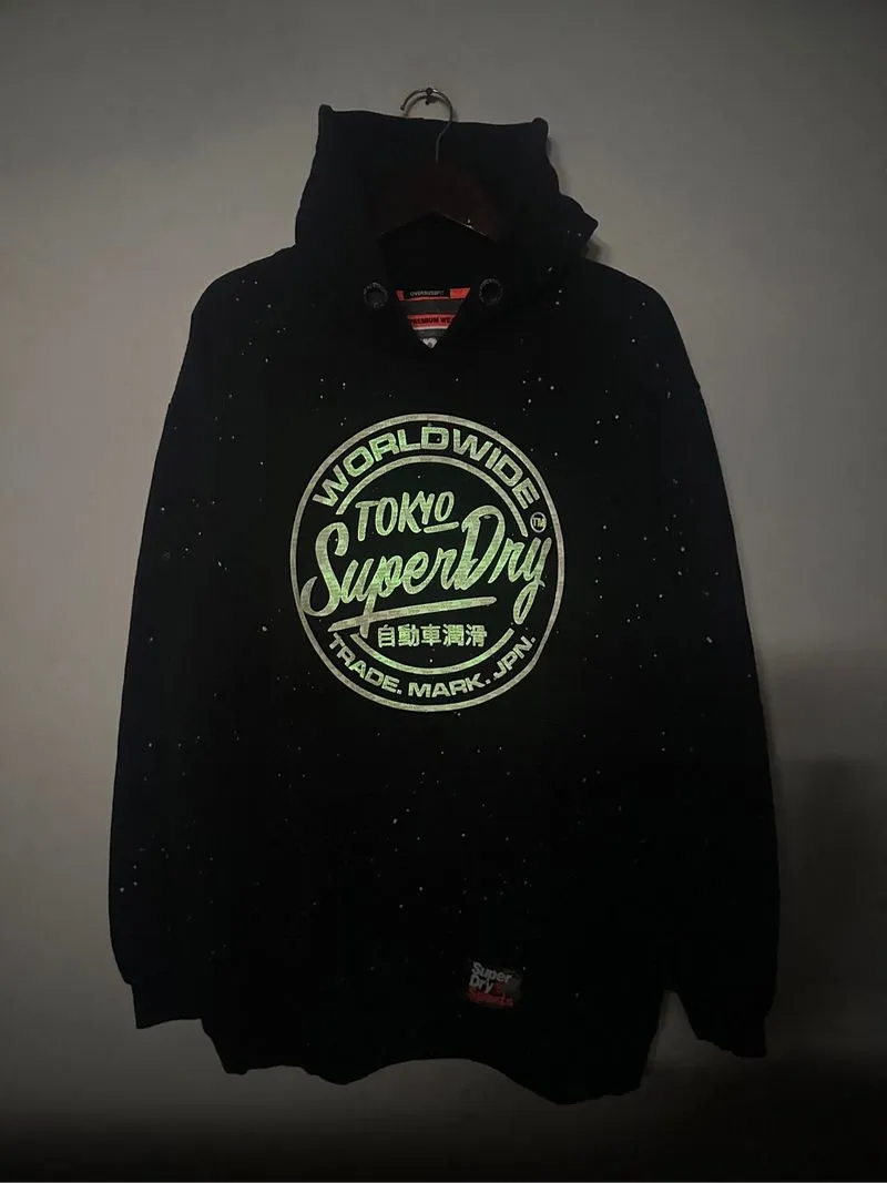 Superdry Sports Galaxy Glow in the Dark Hoodie Blk Original photo 1