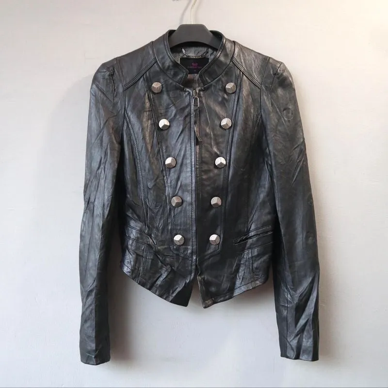 Jaket napoleon style kulit asli domba blazer jas casual photo 1