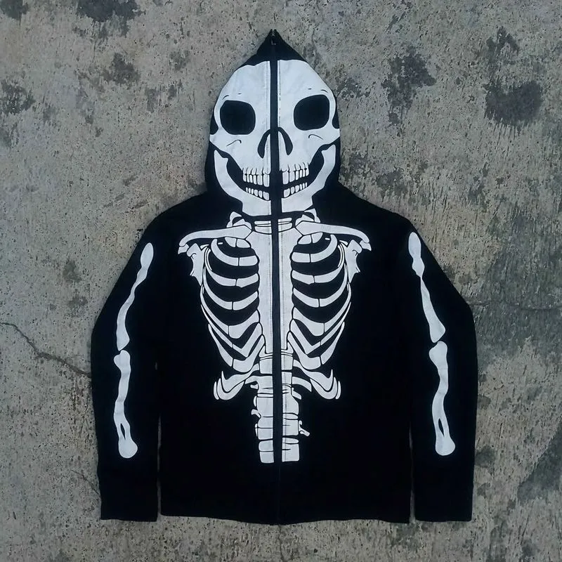Vintage Y2k SKELETON Zip Hoodie photo 1