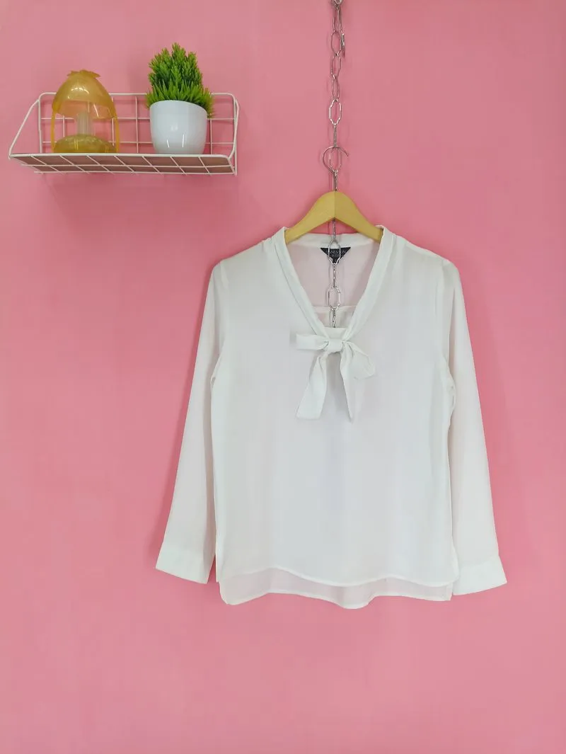 Vintage Luxury Blouse Wanita white photo 1