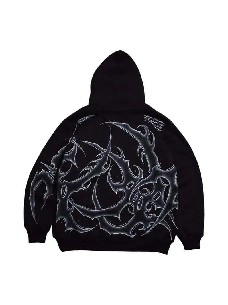 hoodie black handmade painted tribal cybersigilsm by NRDS photo 1
