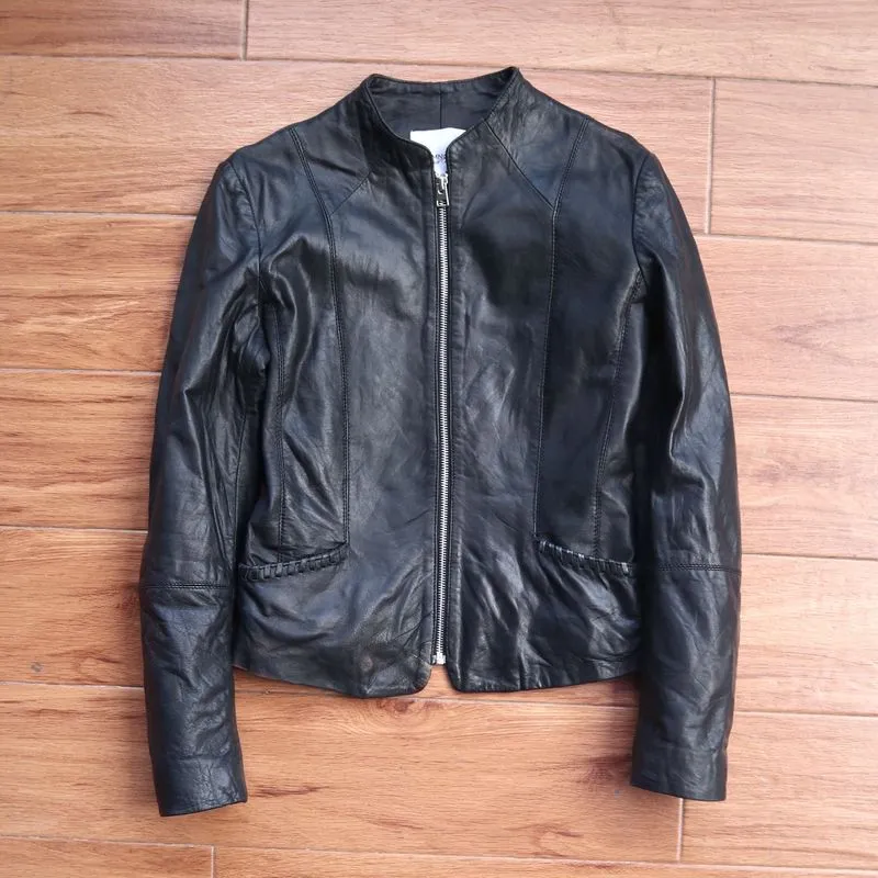 MANGO kulit domba size M slim casual Jaket kulit asli biker photo 1