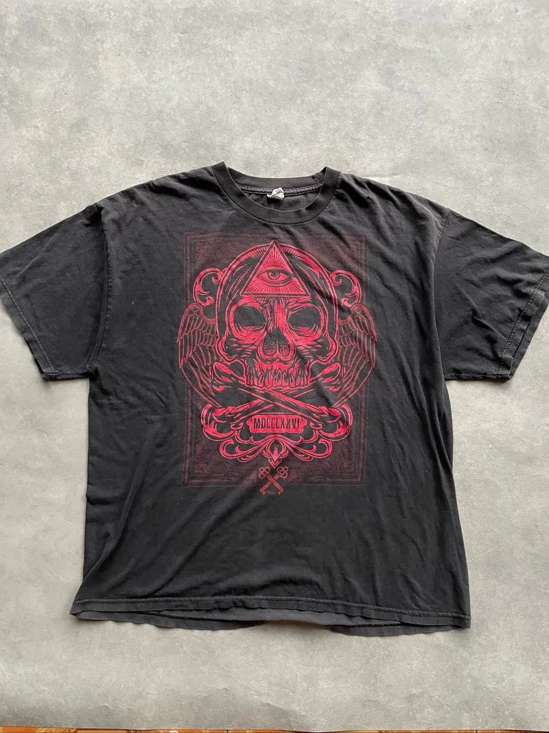 Y2K Red Skull Ovsz Altstyle affliction style photo 1