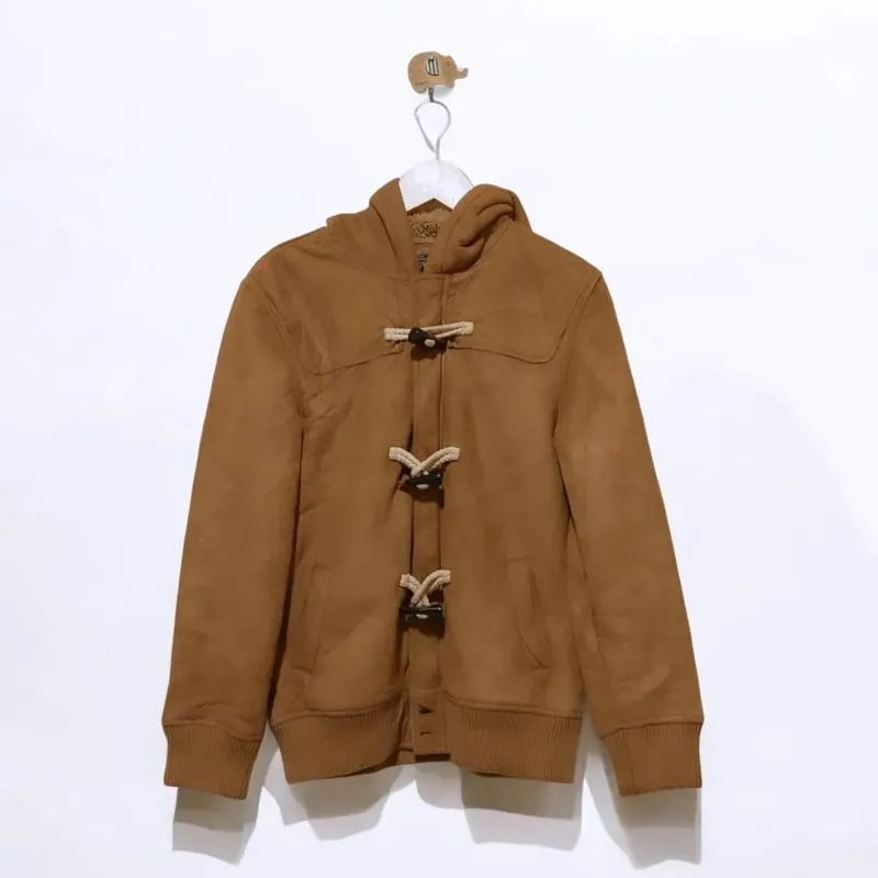 Shaggy Peanut Brown Suede Duffle Coat Original  photo 1