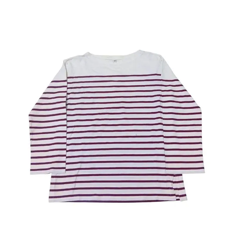 Uniqlo Striped Burgundy White Longsleeve photo 1
