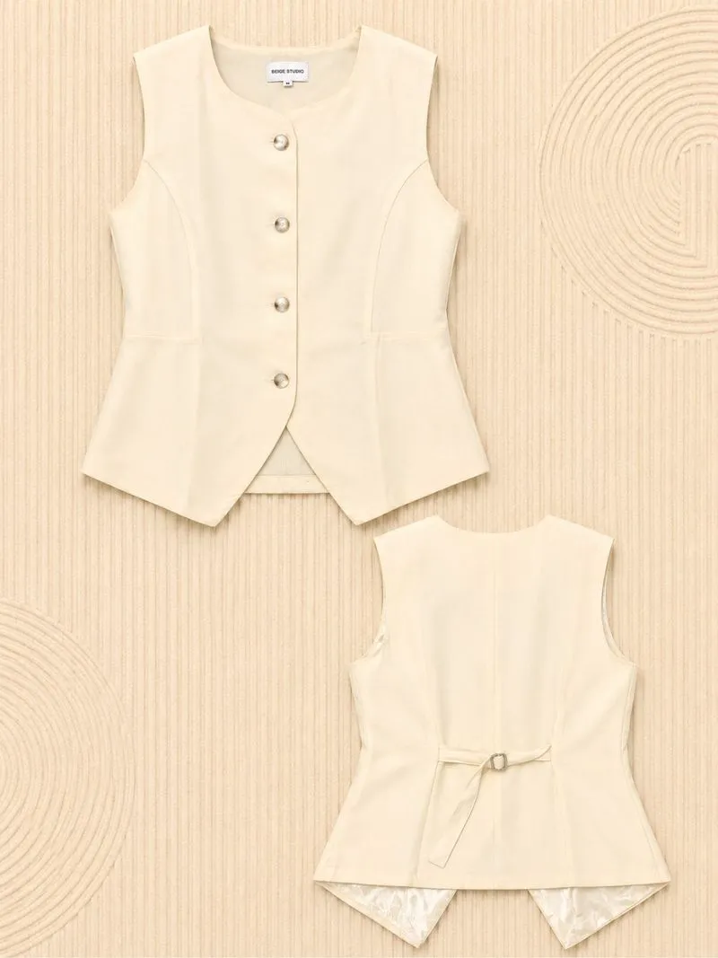 Beige Studio Sleeveless Vest Cream 🤍 photo 1