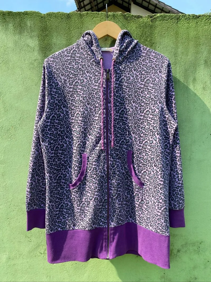 Sucure Pomme Future Primitive Purple Leopard Print Zip Up photo 1