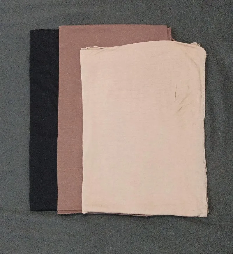 Muslim Minimalist Scarf Wanita black tan photo 1