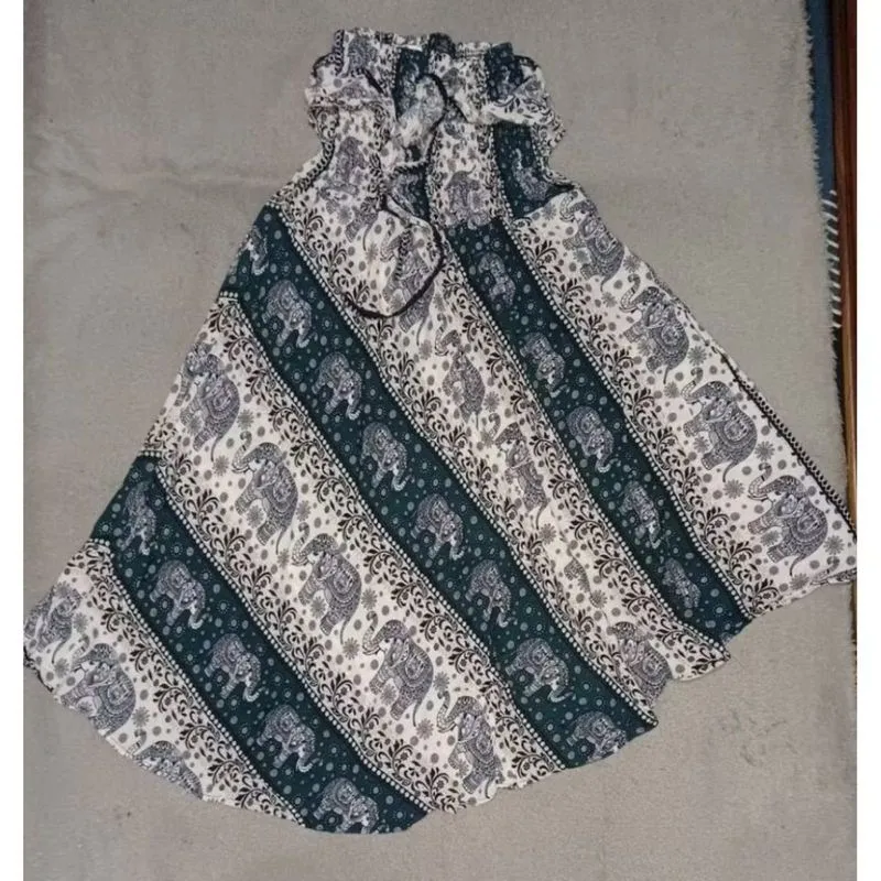 Rok Asimetris Wanita Motif Gajah Hijau Putih Bigsize photo 1