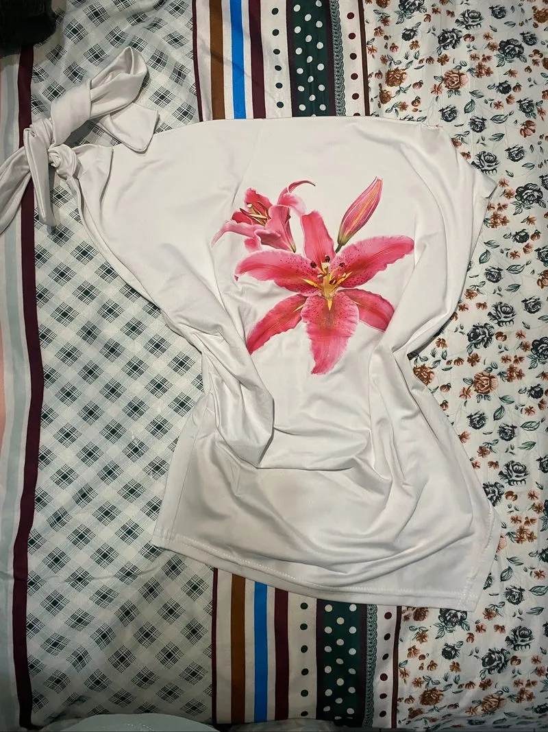 flower summer top one shoulder  photo 1