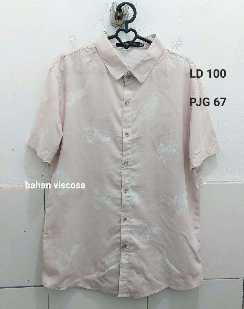 Kemeja Viscosa Motif Daun Pink photo 1