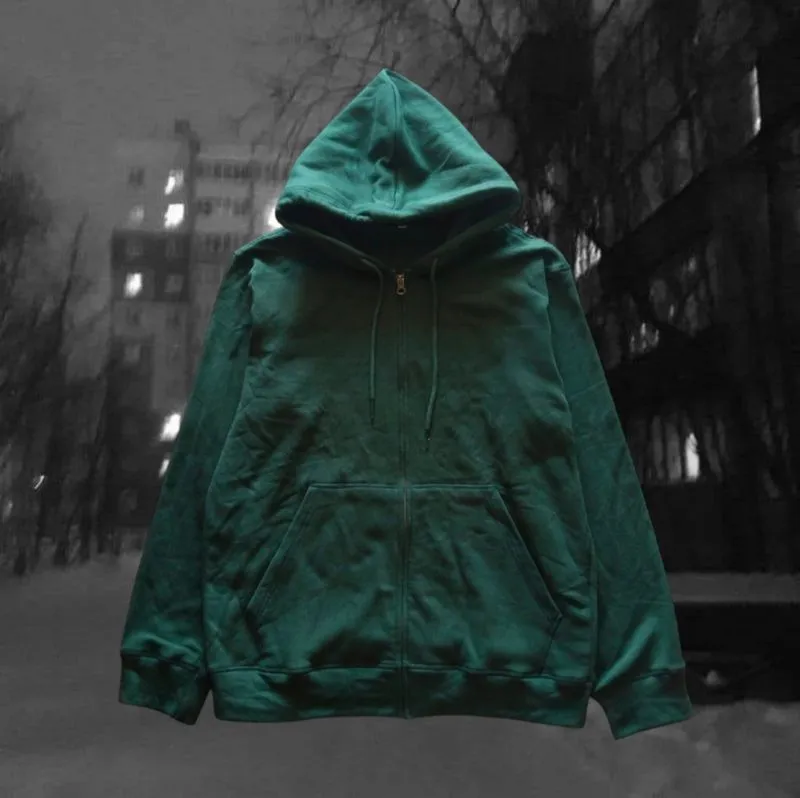 HOODIE ZIP UP DARK GREEN photo 1