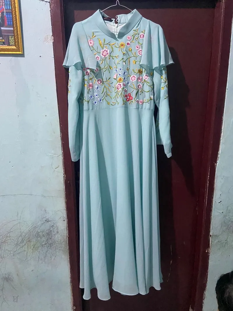 Muslim Maxi dress Wanita blue photo 1
