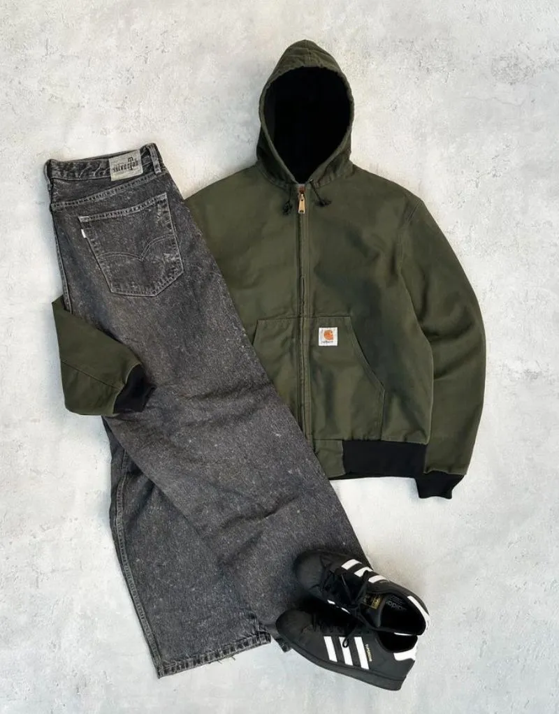 Carhartt Cosplay Casual Harrington jacket Pria black gray photo 1