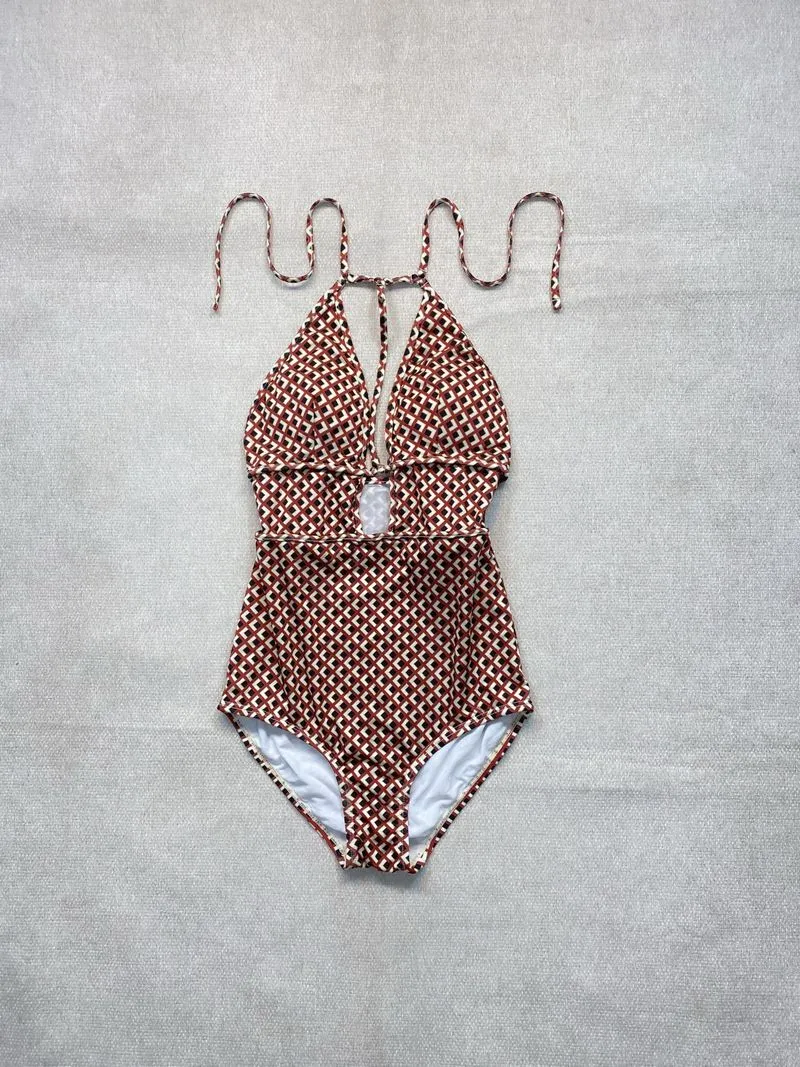 gingham printed swimsuit summer beach photo 1