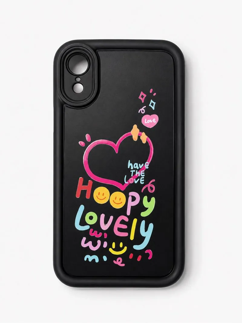 Case iPhone XR Cute Black Heart Doodle photo 1