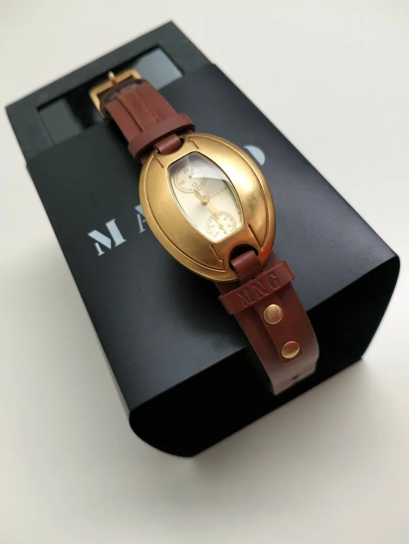 Authentic  Mango Leather Band Oval Shape Analog photo 1