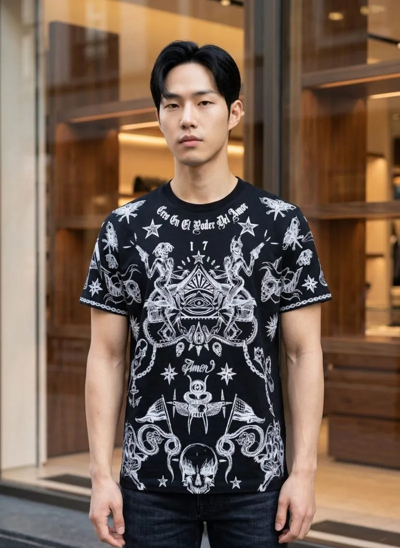 GIVENCHY Tattoo T-SHIRT Black SUPER RARE VERY LUXURY!! photo 1