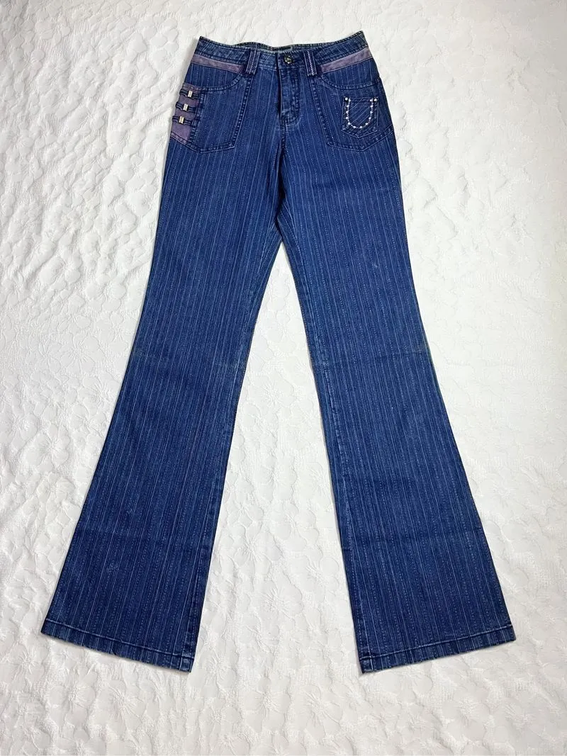 𓇼 Flare Purple Stripes Jeans photo 1