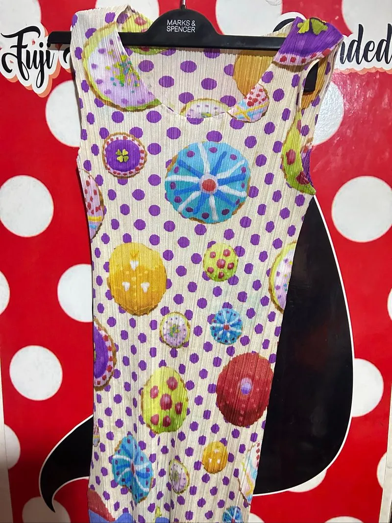 dress polka ungu plisket n pashmina ungu polka photo 1