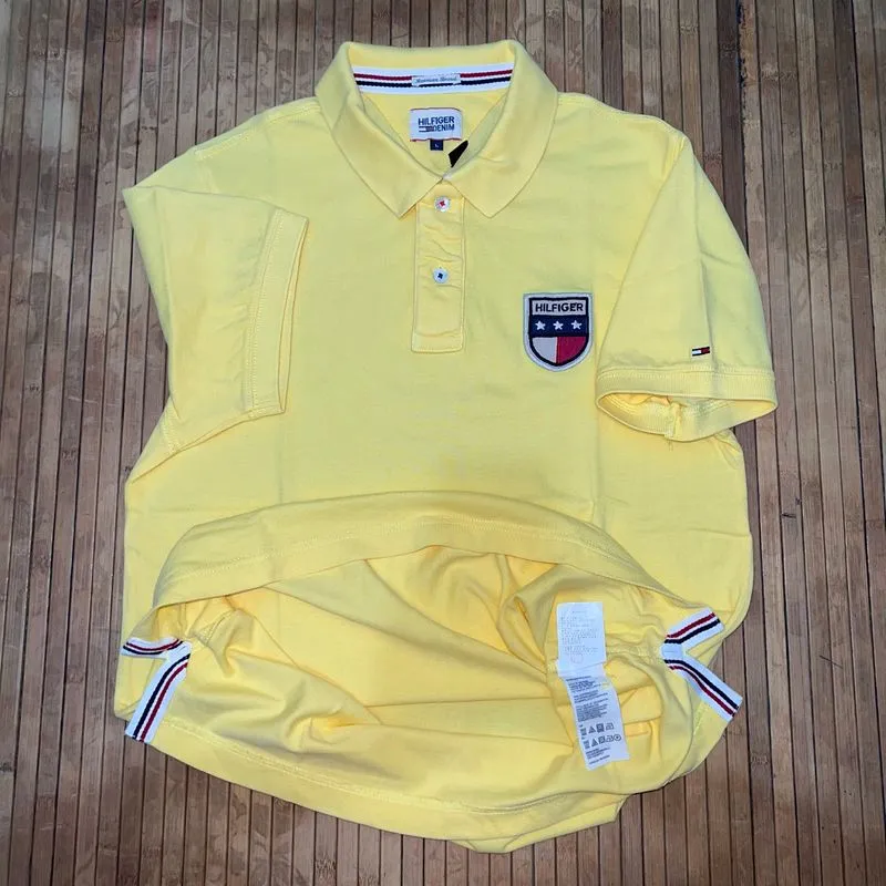 TOMMY HILFIGER DENIM CASUAL YELLOW EMBROIDERY LOGO POLO SHIR photo 1