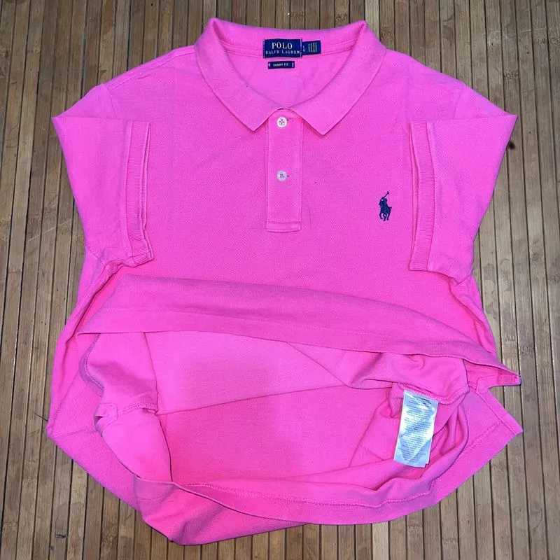 POLO RALPH LAUREN WOMEN PINK SOLID SHORT SLEEVE POLO SHIRT S photo 1