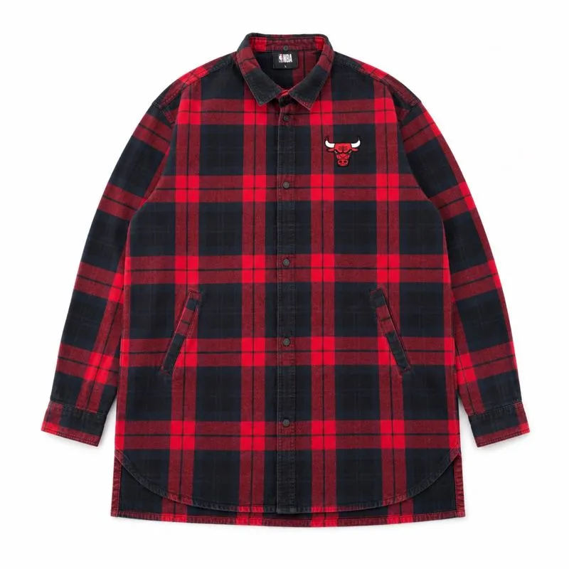 Chicago Bulls Plaid Button Up Womens Shirt NBA Basketball photo 1