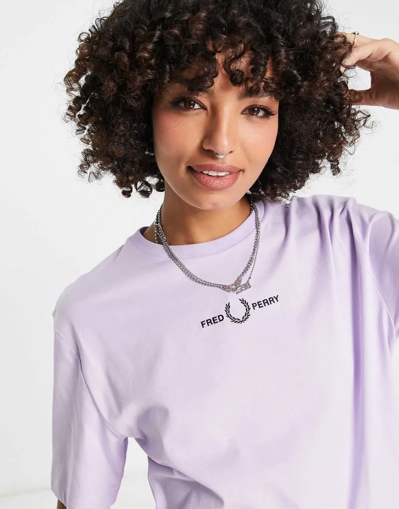 T-shirt Kaos Fred Perry Embroidered Unisex Purple colour Siz photo 1