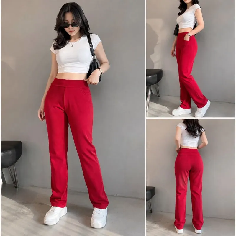 MJ92 - Celana Legging Kasual Merah Supreme photo 1