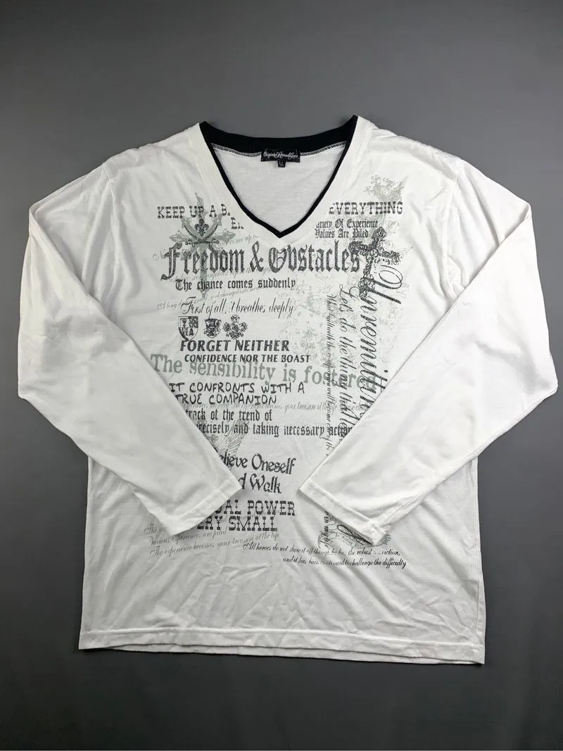 Original RemakYear Cross Skull Poem Vneck Longsleeve (L) photo 1
