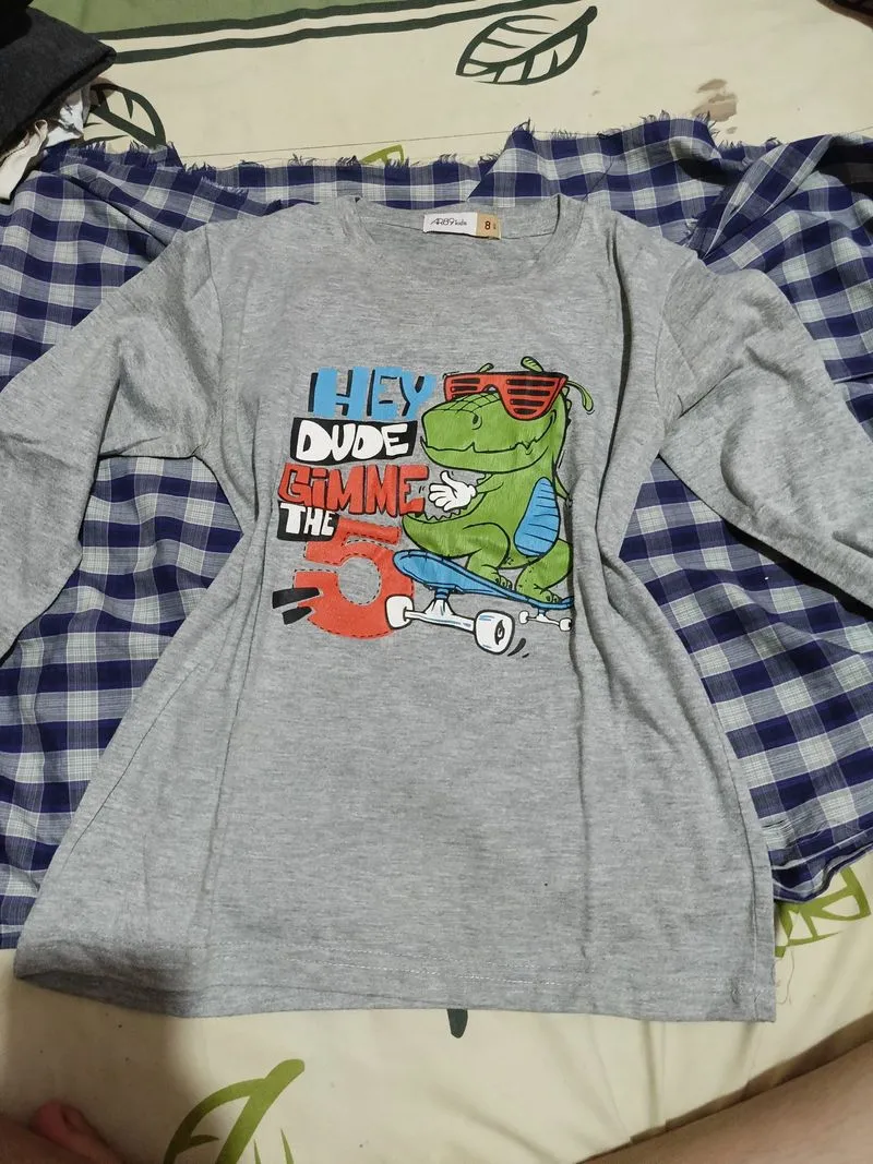 grey kids' long sleeve shirt photo 1