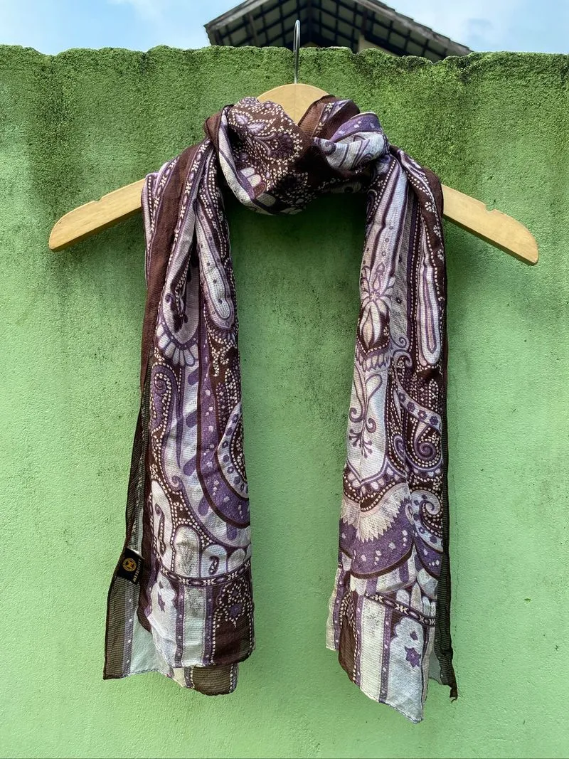 Metrocity Vintage Purple Paisley Sheer Scarf Boho Festival photo 1