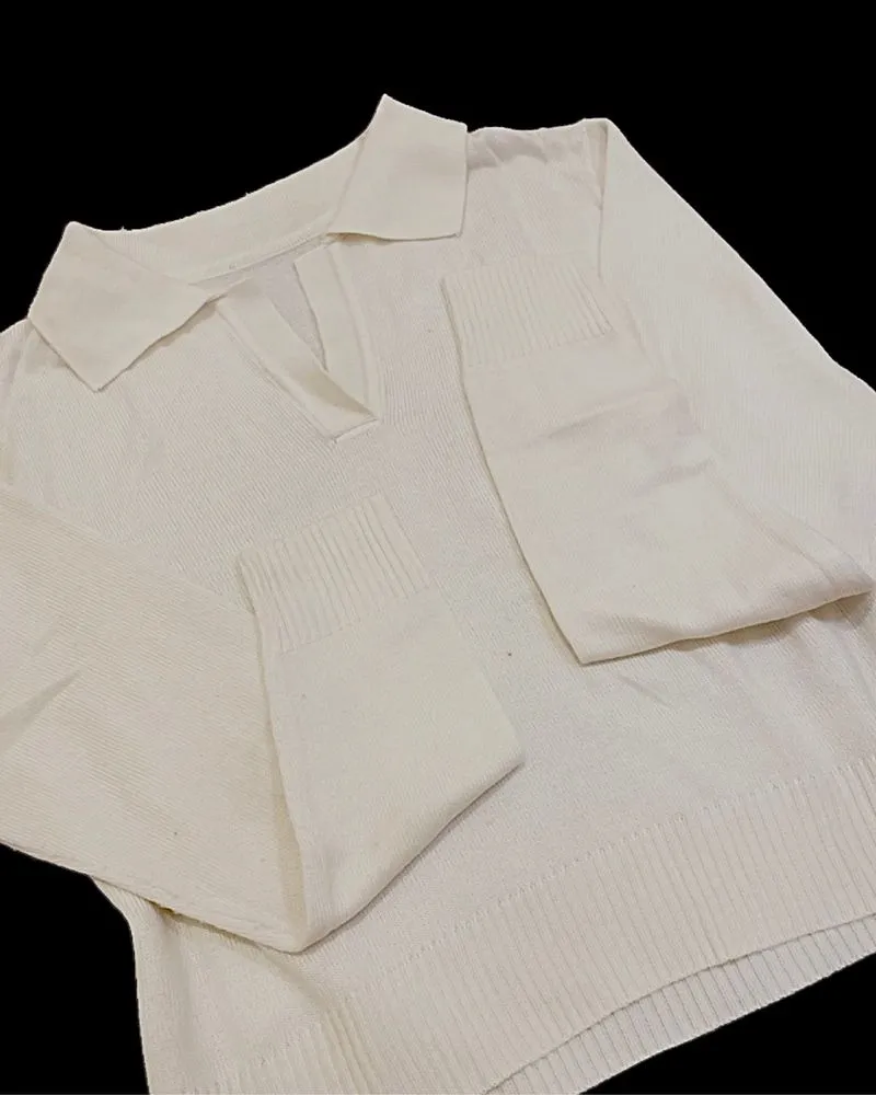 The Executive Crop Polo Knit Top  photo 1