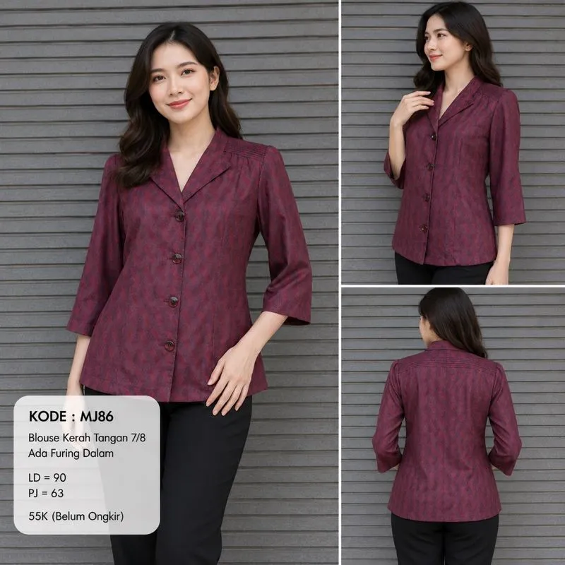 MJ86 - Blouse Kerah Tangan 7/8 photo 1