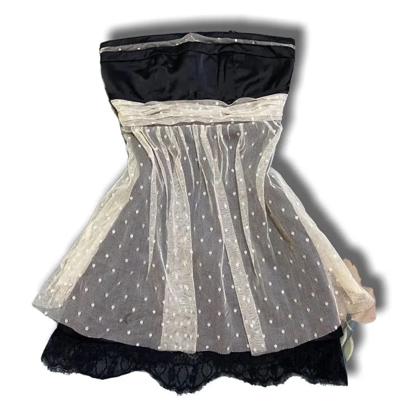 Japanese brand Goth Coquette Cami top Wanita white black photo 1