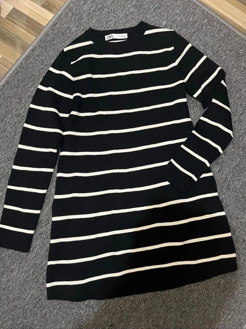 Zara Striped Knit Dress - Monochrome Chic  photo 1