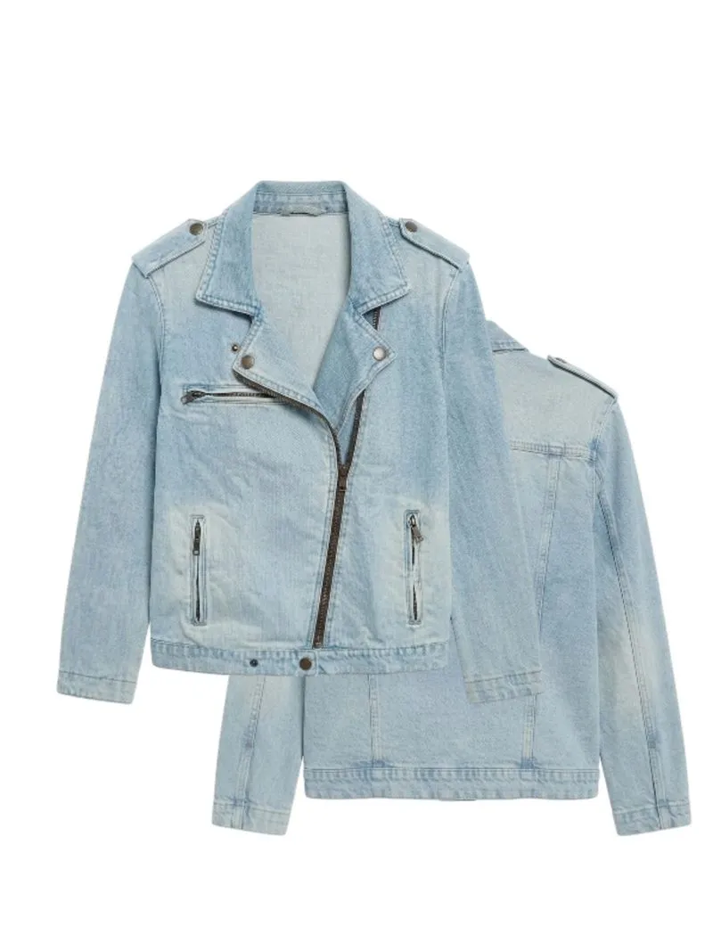 Jaket Denim Biker Oversized Vintage Wash  photo 1