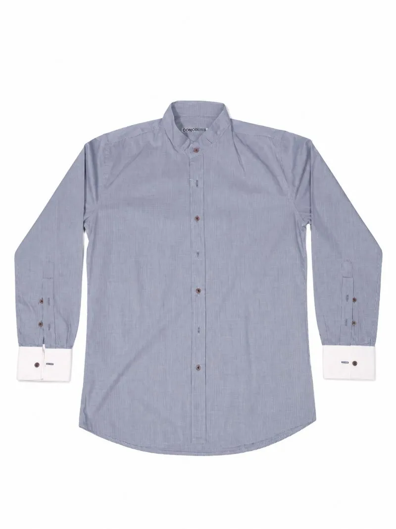 Kemeja Pria CONCOURS Lengan Panjang Biru Motif Micro Check photo 1