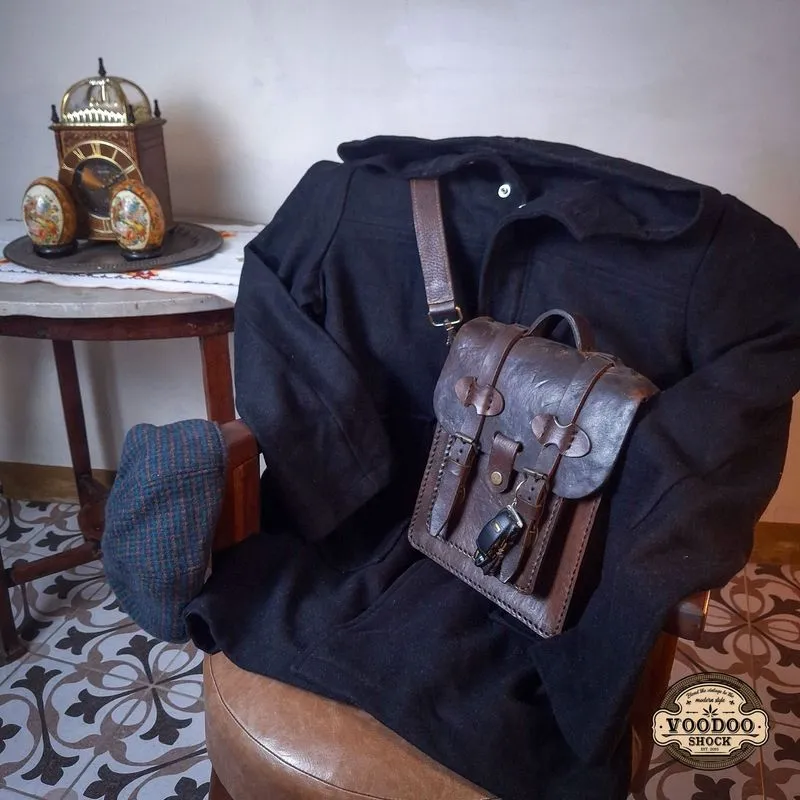 VOODOO - 526 - Vintage Black Felted Wool Pattern Hoodie Coat photo 1