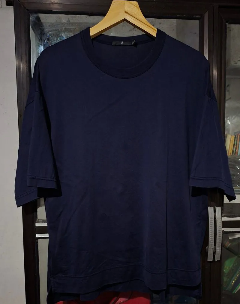UNIQLO x +J Jil Sander Supima navy Cotton Oversized Half Sle photo 1