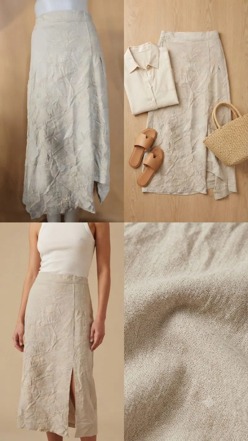 ✨ ROK BALUT LINEN WARNA KREM - GAYA ALAMI & ELEGAN ✨ photo 1